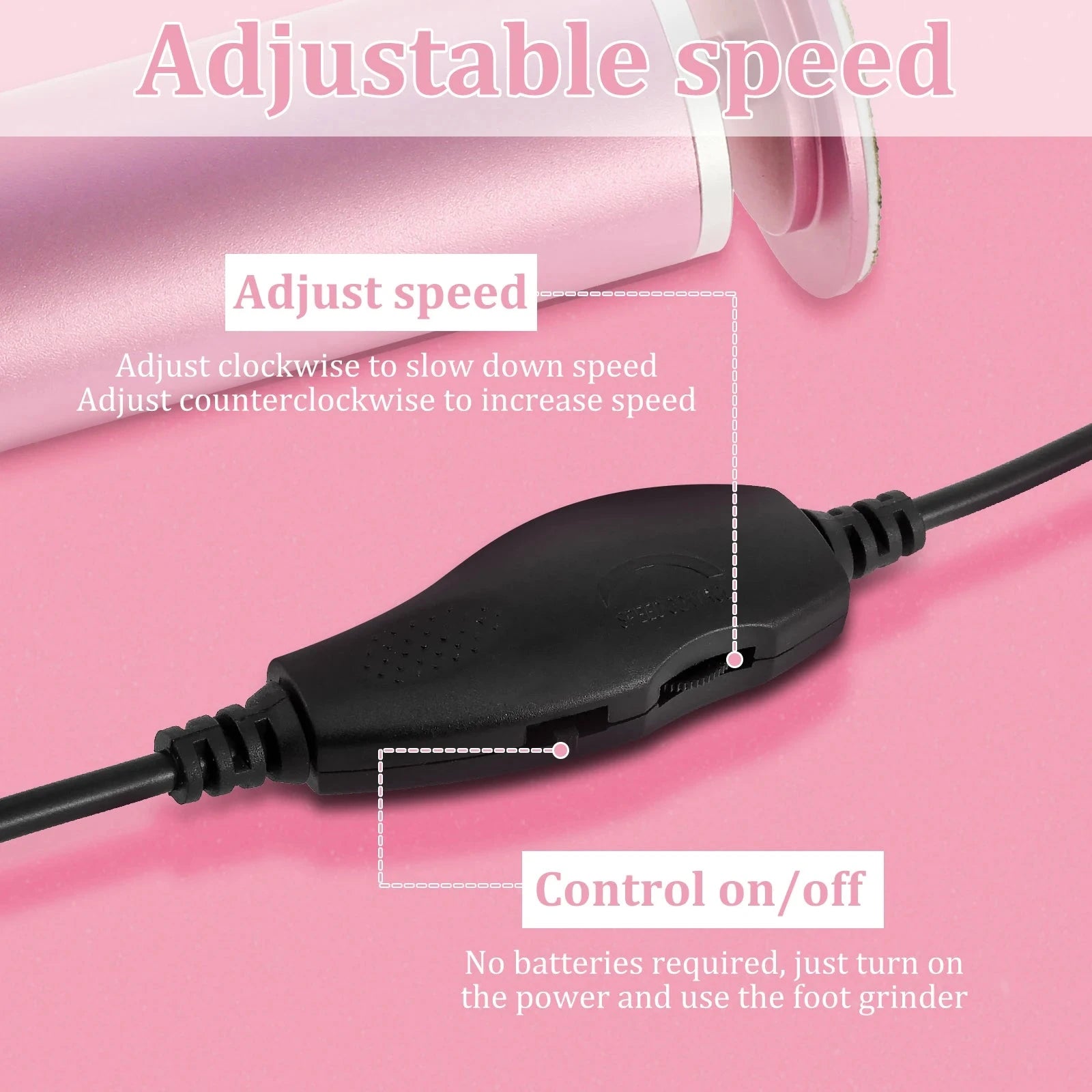 Adjustable speed of the electric callus remover 
