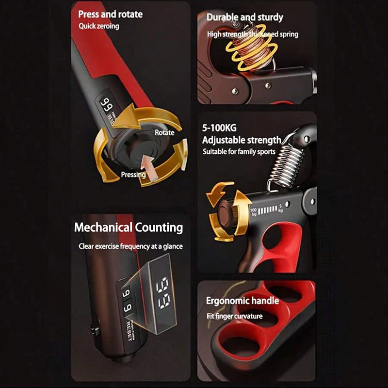 KraftPro360° | Adjustable Hand Strengthener (5–100kg)