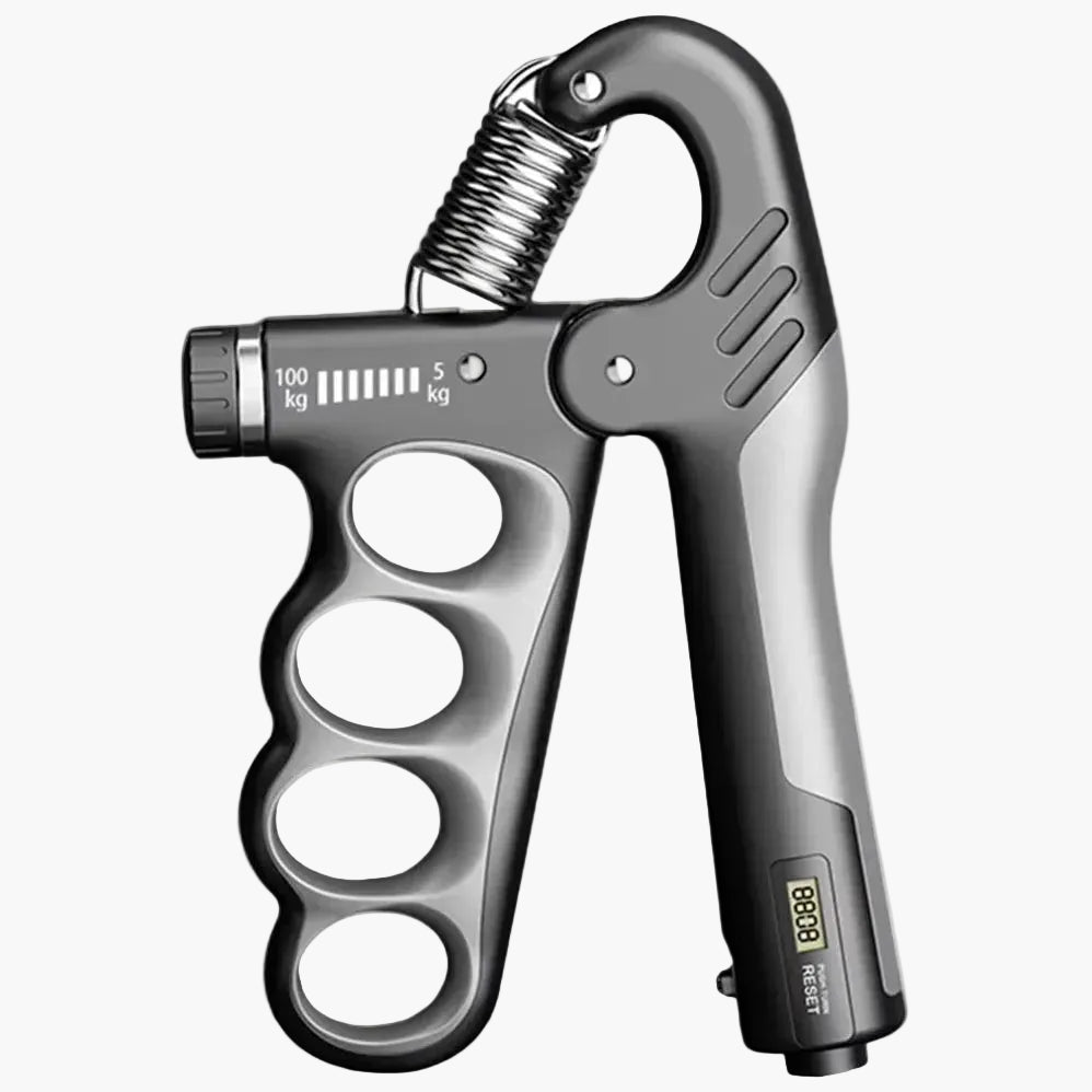 Grip strengthener with digital display on a white background